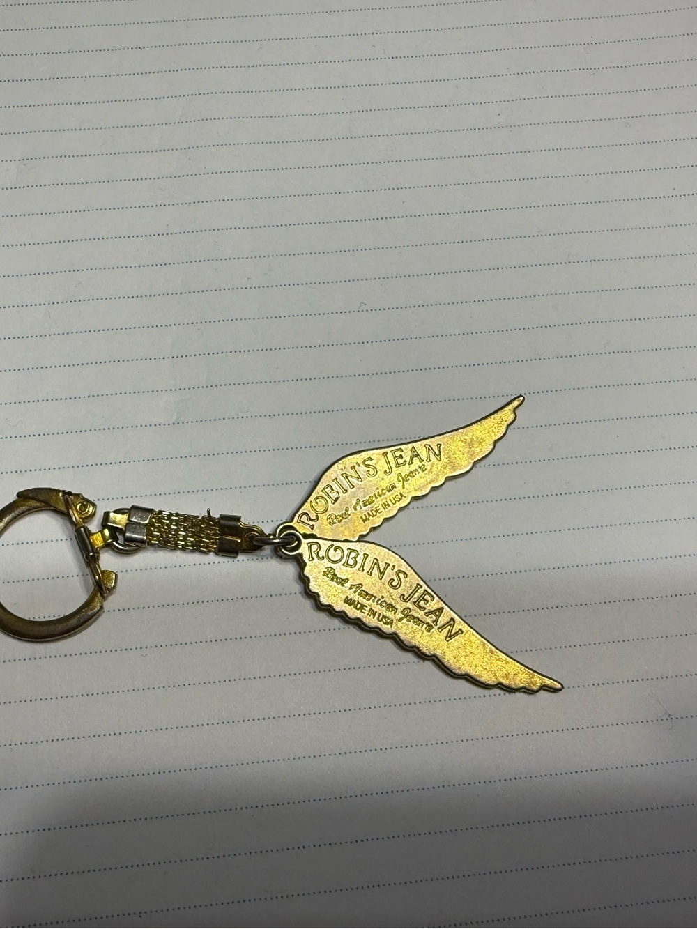 ROBIN'S JEAN Angel Wing Keychain Made in USA Brass-Tone Gold Color